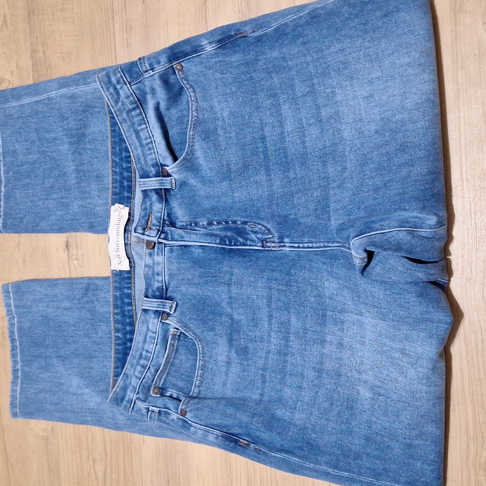 Soft Surroundings Denim Jeans size 14 Medium Wash Bootcut Stretch - Picture 2 of 5